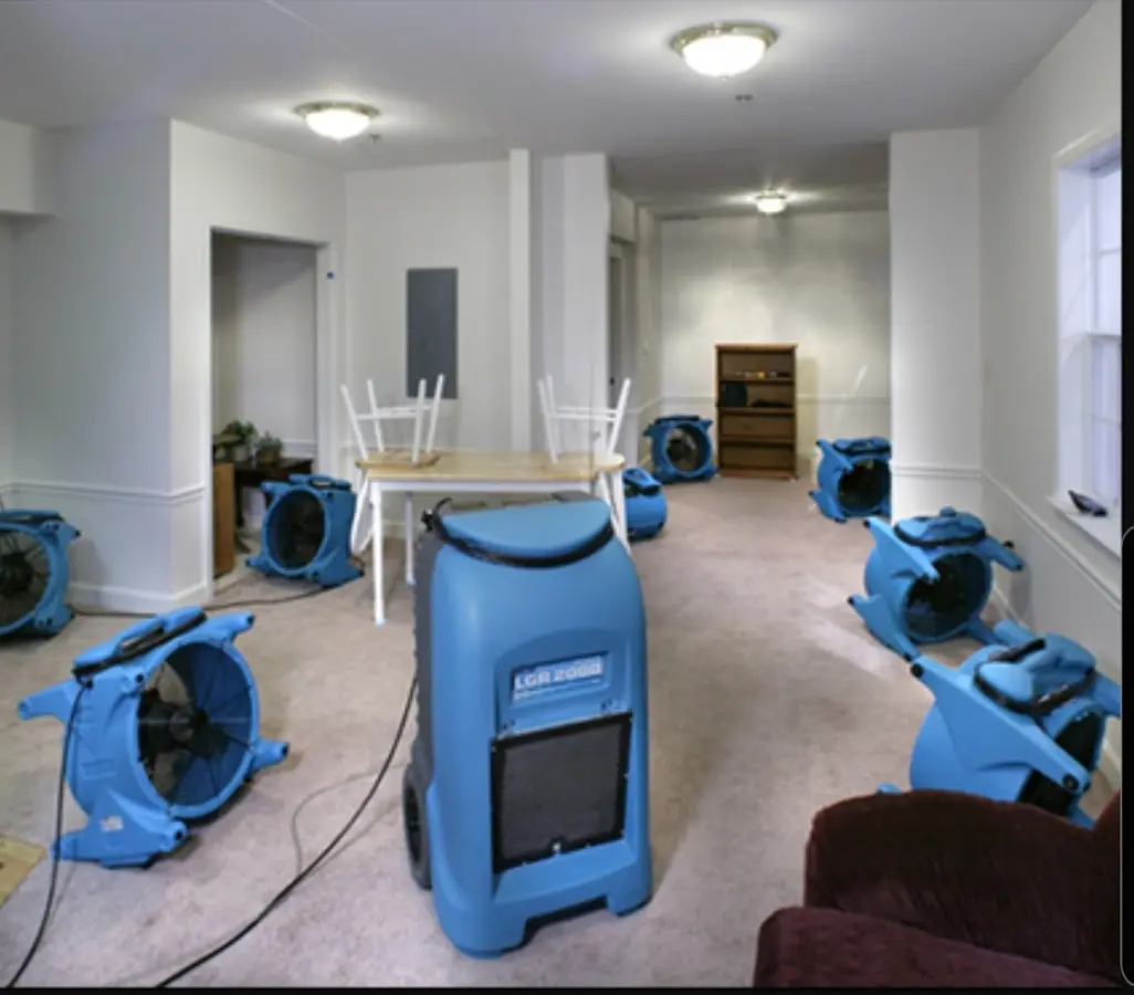 Air movers and dehumidifier setup for Water Damage Restoration in Blythewood